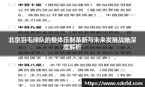 北京羽毛球队的整体压制革新与未来发展战略深度解析